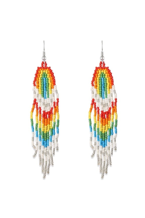 Rainbow Earrings Pride Earrings for Women, Colorful Heart Earrings Dangle Earrings Boho Beaded Earrings for Pride Parade Pride Party LGBT Pride Earrings Gifts Rainbow Jewelry