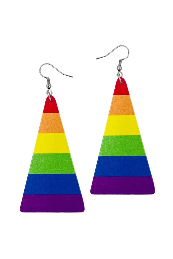Rainbow Earrings for Women - Pride Earrings - Rainbow Accessories - Pride Jewelry - Coming Out Costume - Double Sided Earrings (Pride - Trigon)