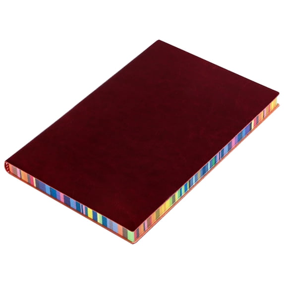 Rainbow Edge Notebook, Red Hardcover Journal for Writing, Colorful Edge Design for Office