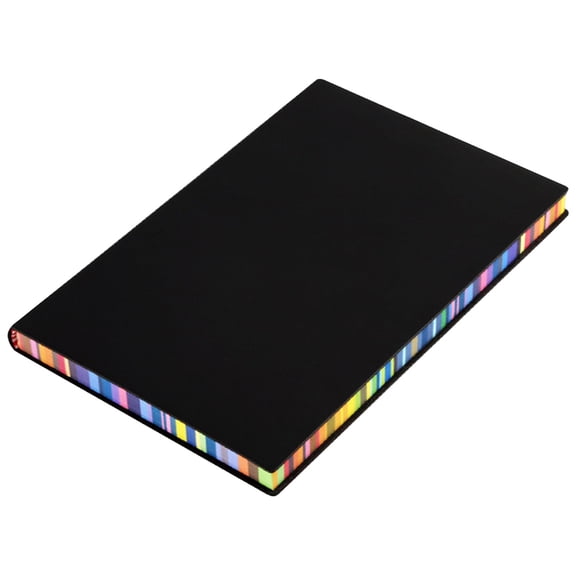 Rainbow Edge Notebook, TINGXIN A5 Leather Cover Journal, Plain Writing Notepad, for Office Records, Home Planning and Travel Notes, Black