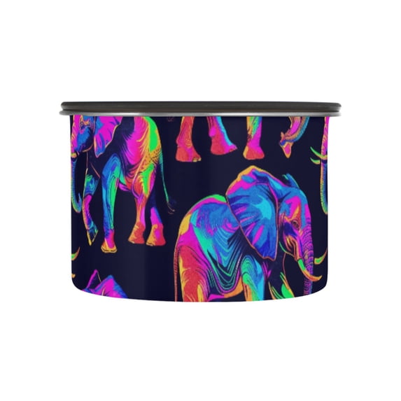 Rainbow Elephant Airtight Coffee Bean Canister 17oz Food Storage Containers with Lids For Gournd, Tea, Sugar, Flour, Rice, Cereal, Candy Cookie Jar