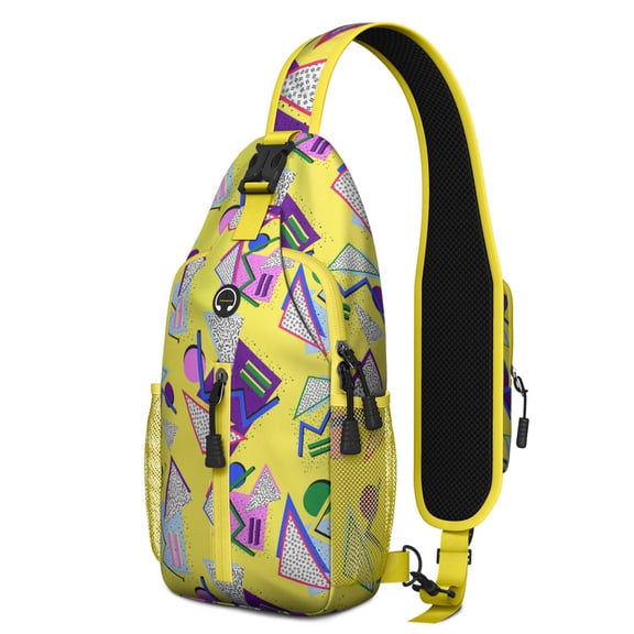 Rainbow Elephant and Nature Pattern Sling Backpack – Anti-theft Pocket, Lightweight, Durable Material – Tribal Aesthetic Design