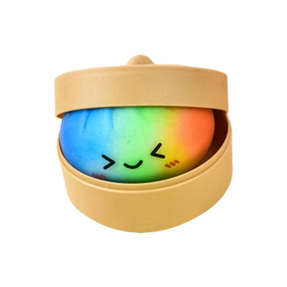 Rainbow Emoji Steamed Bun Squeeze Toy – Slow-Deflating Stress Relief Fidget for Desk, Study & Anxiety Relief, 3.5 Inch