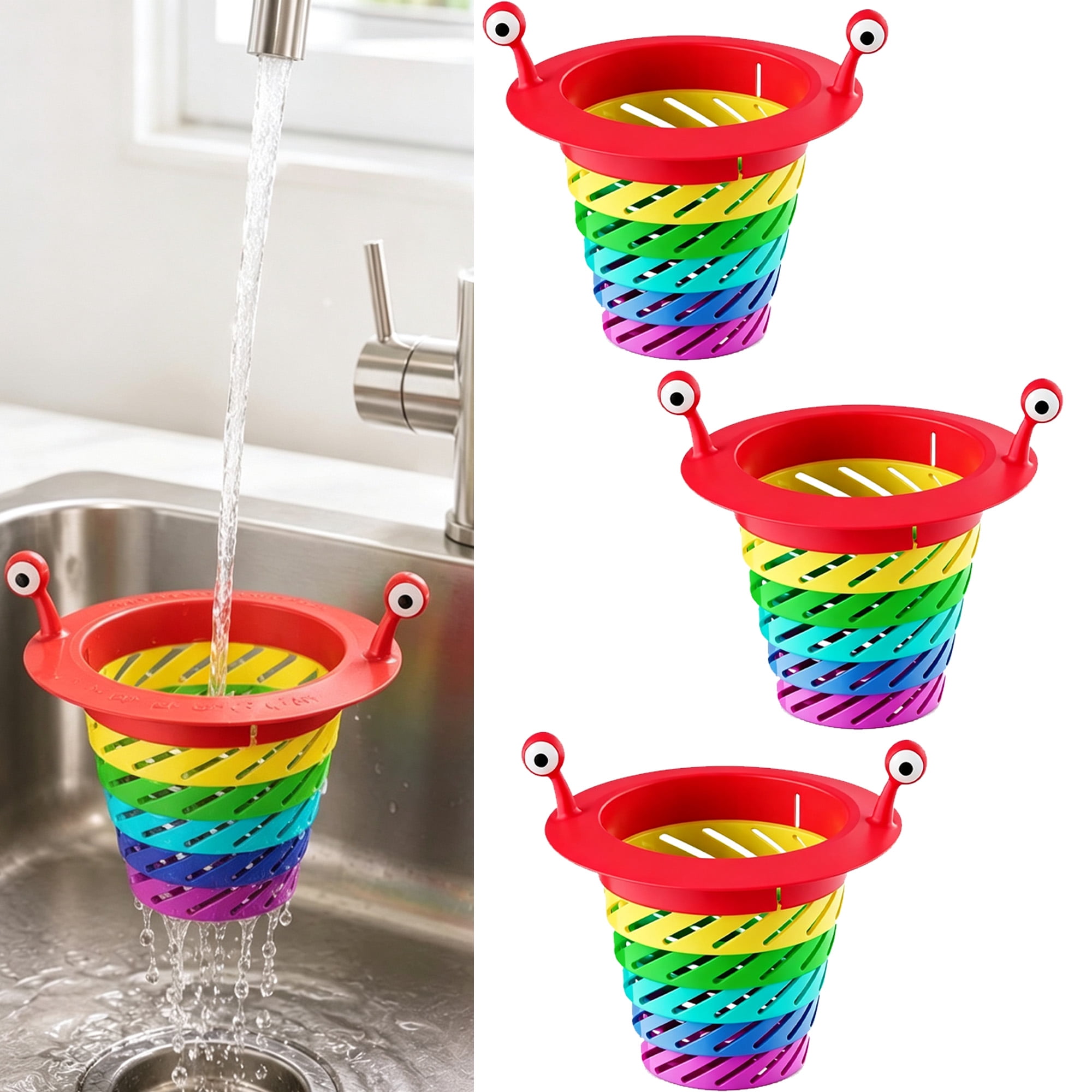Rainbow Expandable Sink Strainer Basket, Collapsible Drainage Basket ...