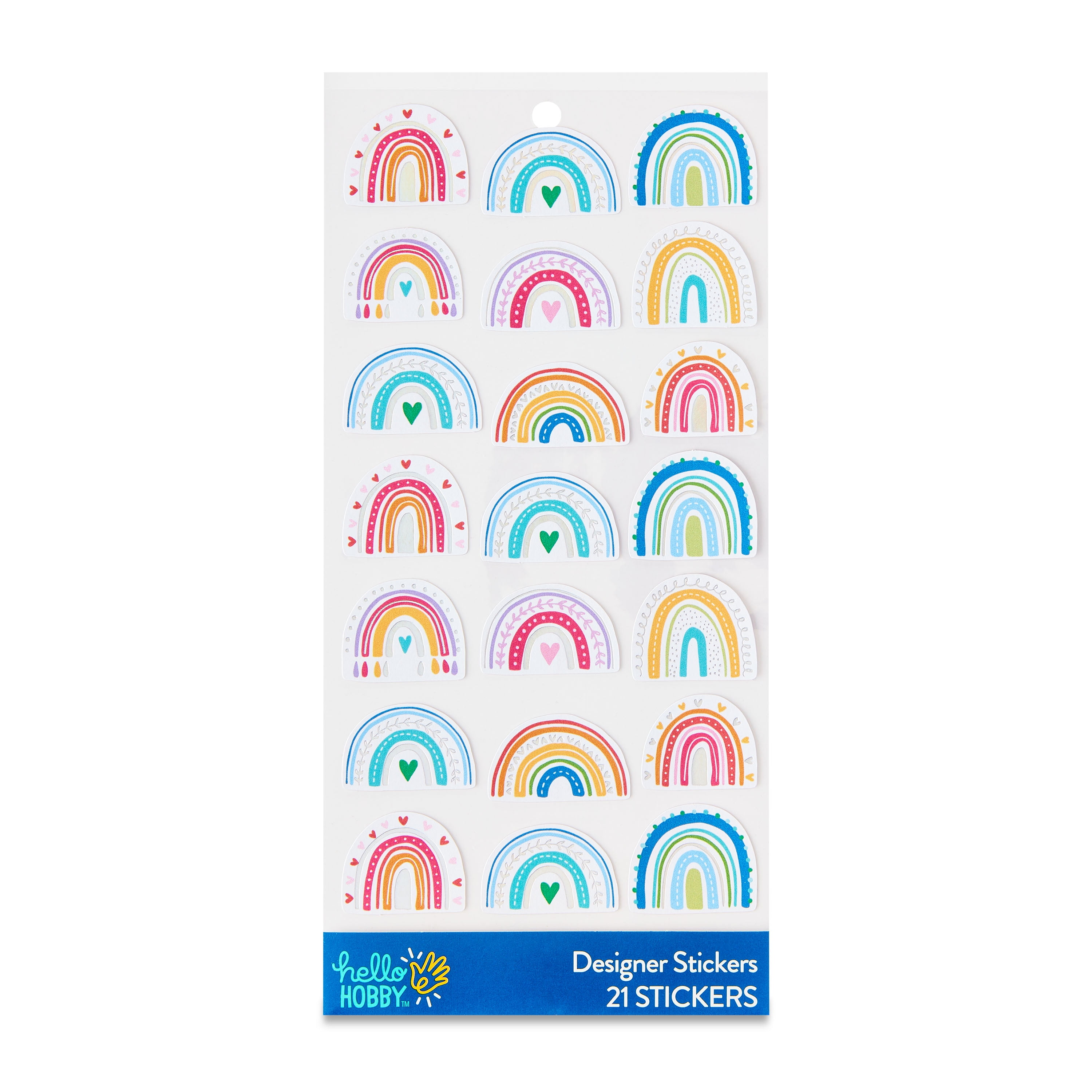 Hello Hobby Foil Rainbow Designer Stickers, 21 Count