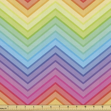 Rainbow Fabric by the Yard, Colorful Zig Zag Chevron Pattern Geometric Modern Sharp Design Illustration, Decorative Upholstery Fabric for Chairs & Home Accents, 2 Yards, Multicolor by Ambesonne