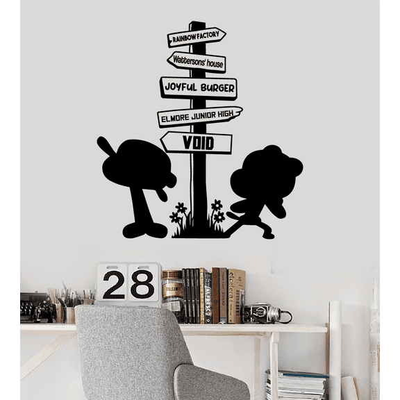 Rainbow Factory Joyful Burger Pathway Signage Cartoon Wall Sticker Art Decal for Girls Boys Room Bedroom Nursery Kindergarten House Fun Home Decors Stickers Wall Art Vinyl Decoration Size (10x12 inch)