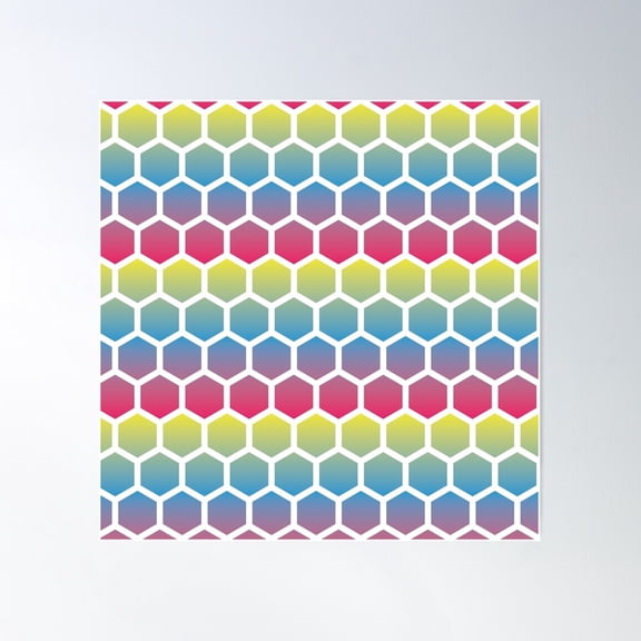 Rainbow Fade Beehive Hexagon Pattern Poster Wall Art, Modern Wall Decor For Living Room Bedroom, 30x30 UNFRAMED