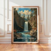 Rainbow Falls California Vintage Travel Natural Landmark Poster