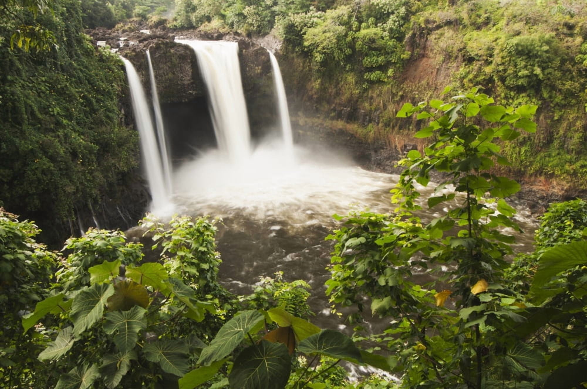 Rainbow Falls Hilo Island of Hawaii Hawaii United States of America Canvas Art - Carl Johnson Design Pics (38 x 24)