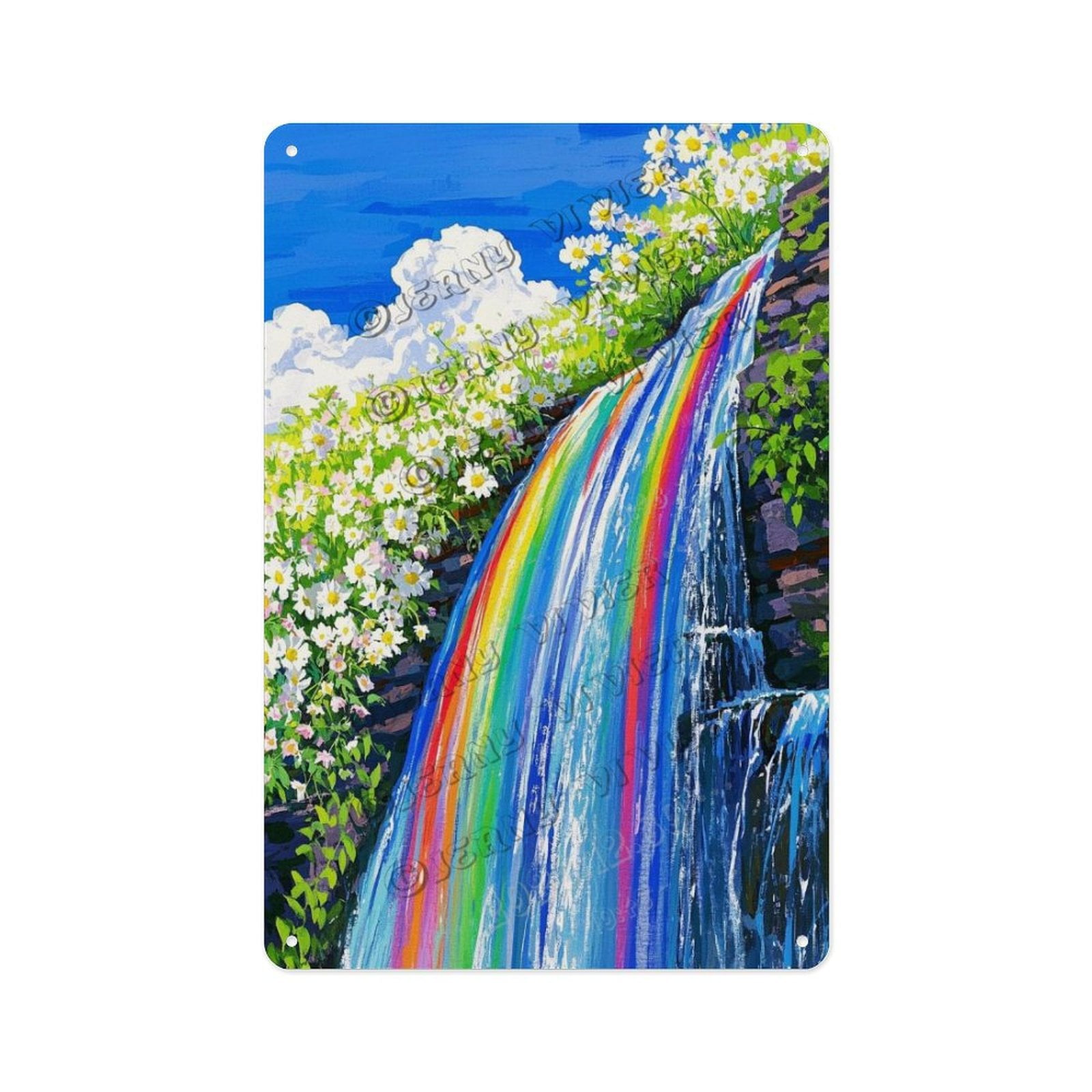 Rainbow Falls Tin Sign – Scenic Waterfall Landscape Wall Art 8x12 ...