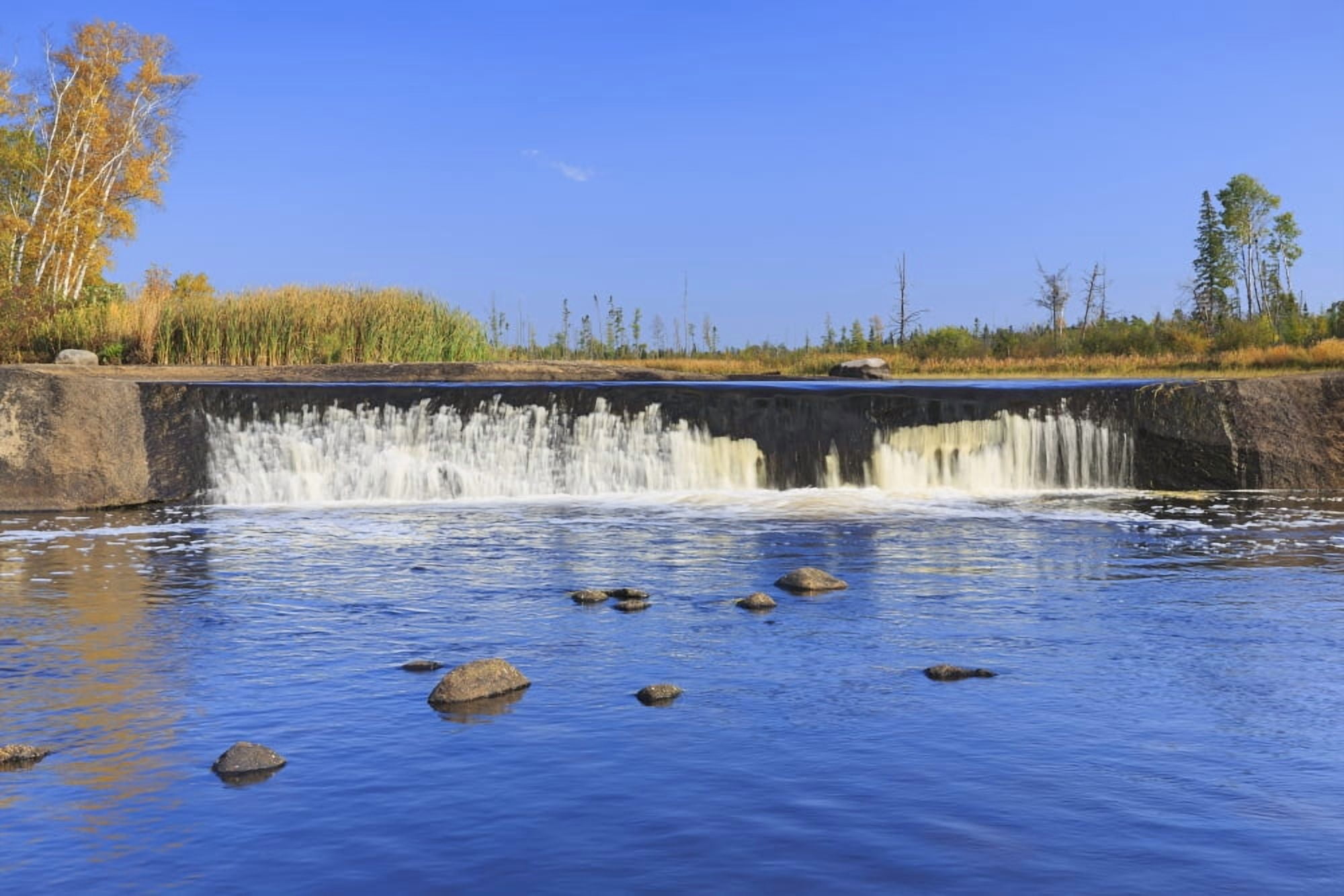 Rainbow Falls on the Whiteshell River in autumn Whiteshell Provincial Park Manitoba Canada Canvas Art - Ken Gillespie Design Pics (19 x 12)