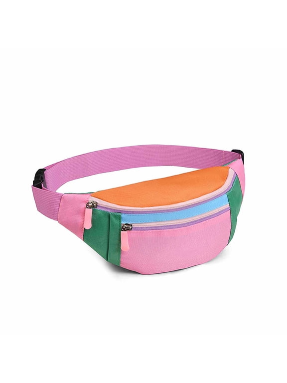 Rainbow Fanny Pack for Women Men, Multi Pocket Waist Bag Crossbody Chest Bag, Adjustable Strap Lightweight Water Resistant Belt Bag for Festival Travel Hiking
