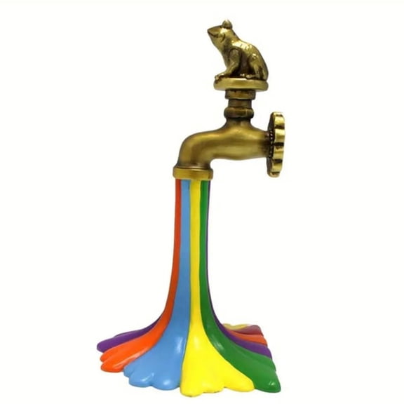 Rainbow Faucet Frog Statue – Resin Animal Figurine for Garden Decor, Outdoor Ornament, Fun Frog Sculpture for Home, Yard, Patio Decoration