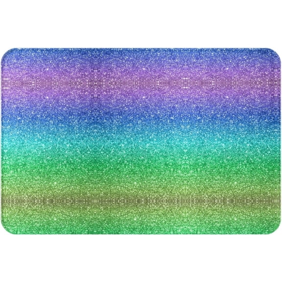 Rainbow Faux Glitter Front Door Mat Non-Slip Waterproof Indoor Outdoor Entry Doormat 24 x 16 Inch
