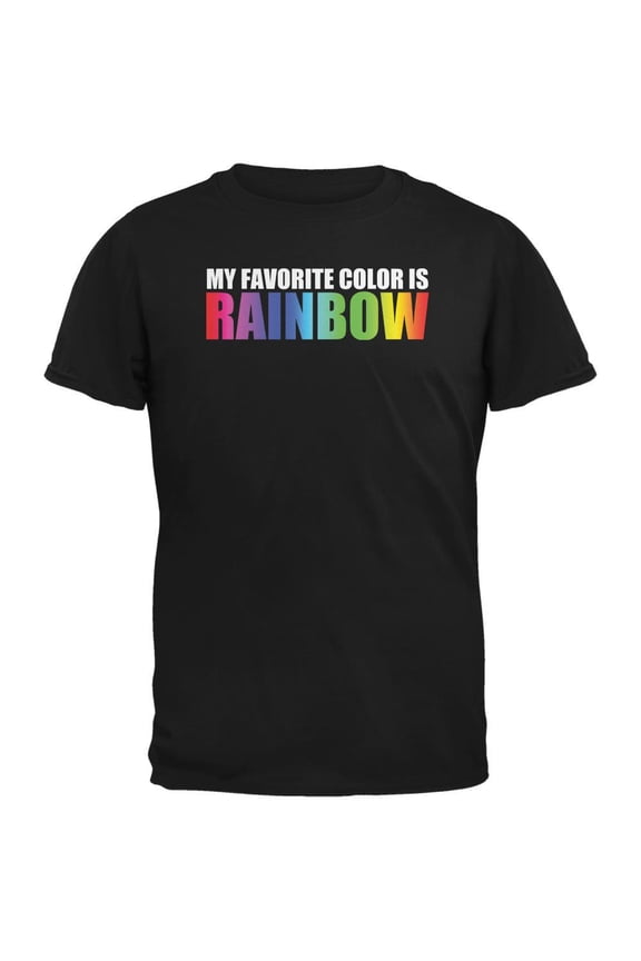 Rainbow Favorite Color LGBT Black Adult T-Shirt - Large