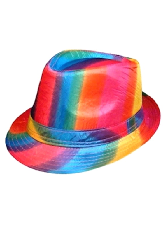 Rainbow Fedora Style Hat, Lined, One Size Fits Most
