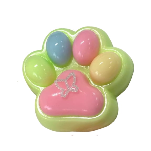 Rainbow Feline Paw Squeeze Toy, Spectral Gradient Interaction Figurine, Viscoelastic Polymer Model for Manual Stress Management