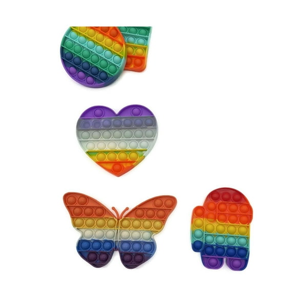 Rainbow Fidget Bubble Toys Alien, Butterfly, Heart