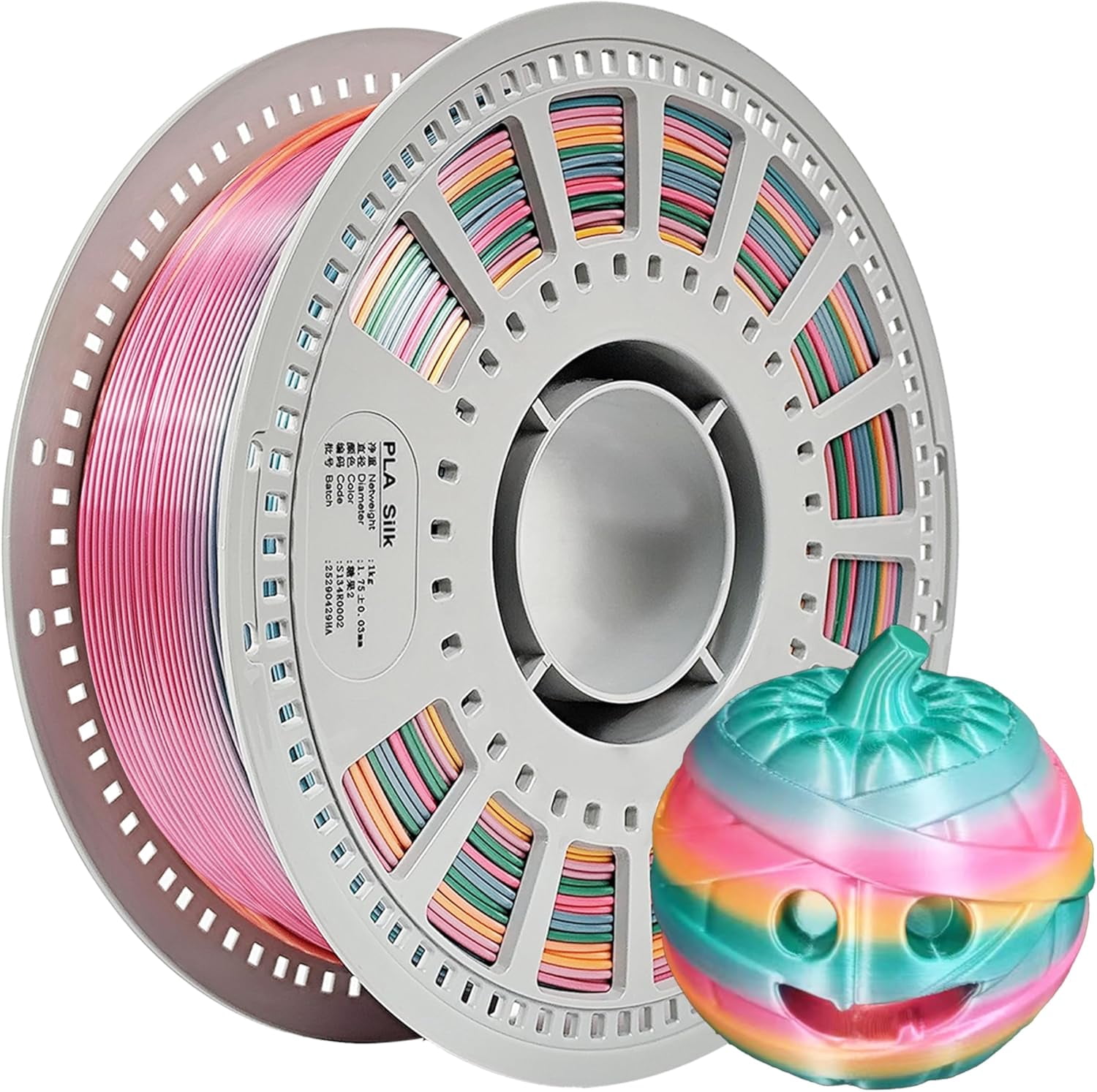Rainbow Filament, 3D Printer Filament, PLAFilament 1.75mm, Multicolor Filament, DimensionalAccuracy +/-0.03 Mm, Pla Filament, Pla 1 Kg (2.2 Lbs) PerRoll