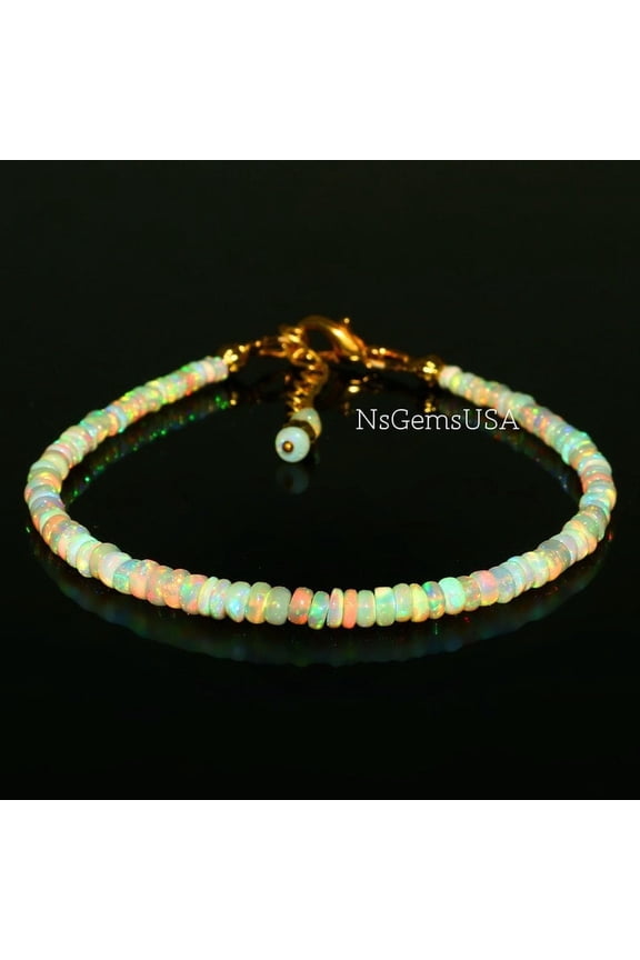 Rainbow Fire Ethiopian Opal Bracelet: Beaded Gemstone Jewelry