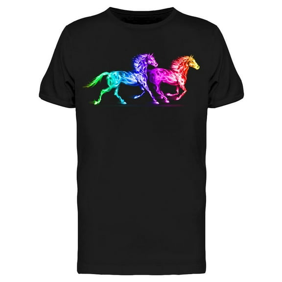 Rainbow Fire Horses T-Shirt Men -Image by Shutterstock, Male Large