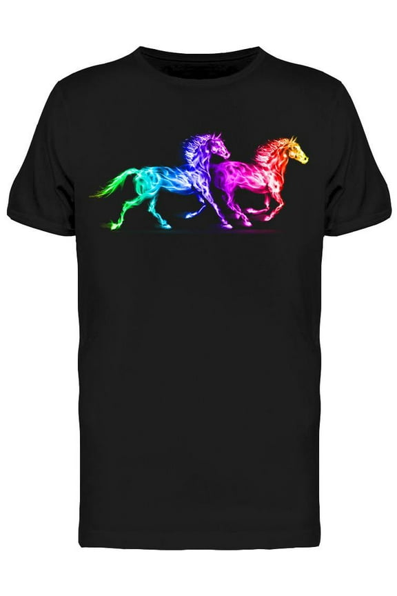 Rainbow Fire Horses T-Shirt Men -Image by Shutterstock, Male Medium