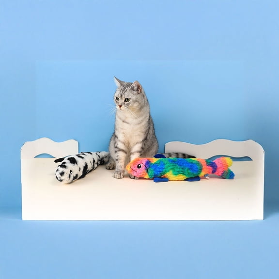 Rainbow Fish Catnip Cat Toy Crinkle Sound Interactive Cat ToyforIndoor Cats Enrichment Plush KickandChew ToyforKittensandAdult Cats