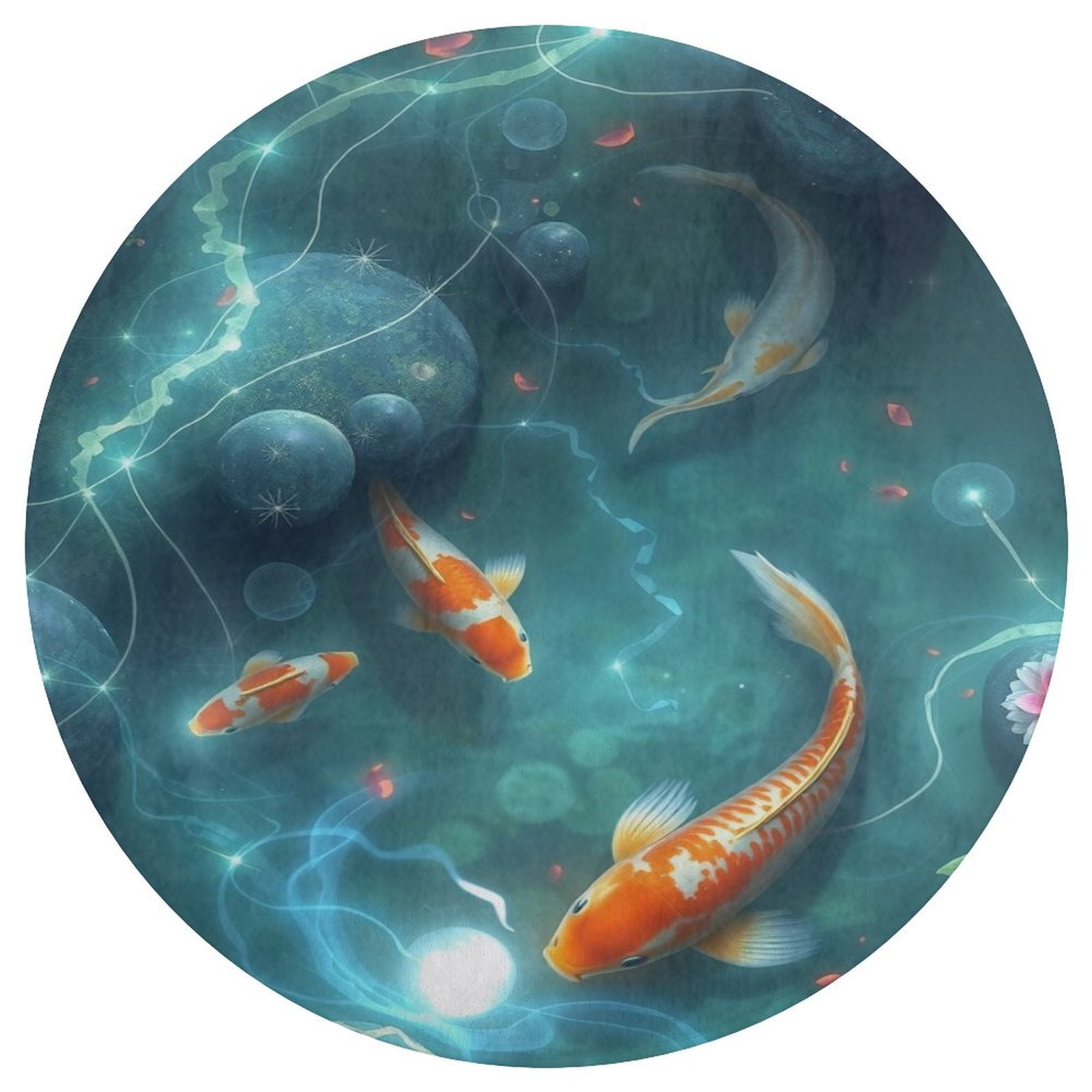 Rainbow Fish Round Area Rug Floor Carpets Washable Indoor Floor Area ...