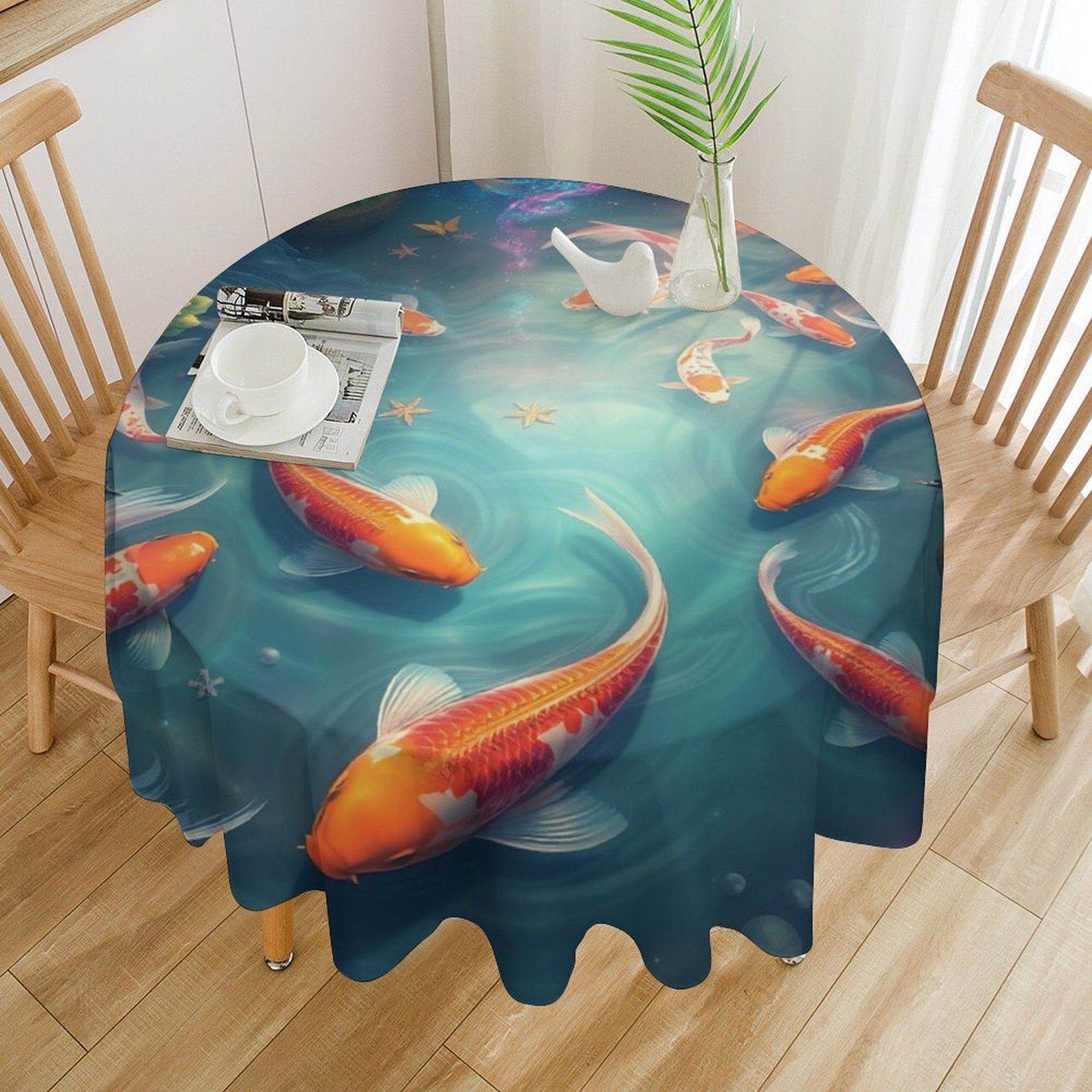 Rainbow Fish Table Cloth Round PVC Wedding Kitchen Dining Desk Table ...