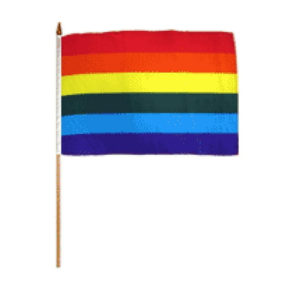 Rainbow Flag 12in x 18in Stick Flag