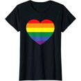 thumbnail image 1 of Rainbow Flag Colored Heart LGBTQ+ Lesbian Pride Gift T-Shirt, 1 of 3