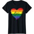 thumbnail image 1 of Rainbow Flag Colored Heart LGBTQ+ Lesbian Pride Vintage Gift T-Shirt, 1 of 3