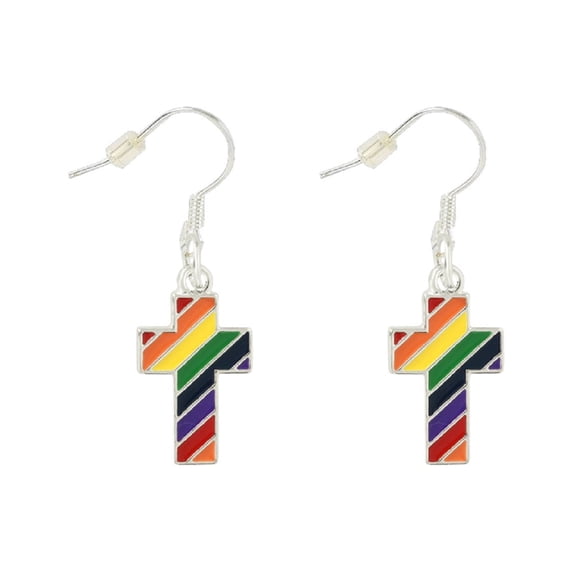 Rainbow Flag Cross Earrings
