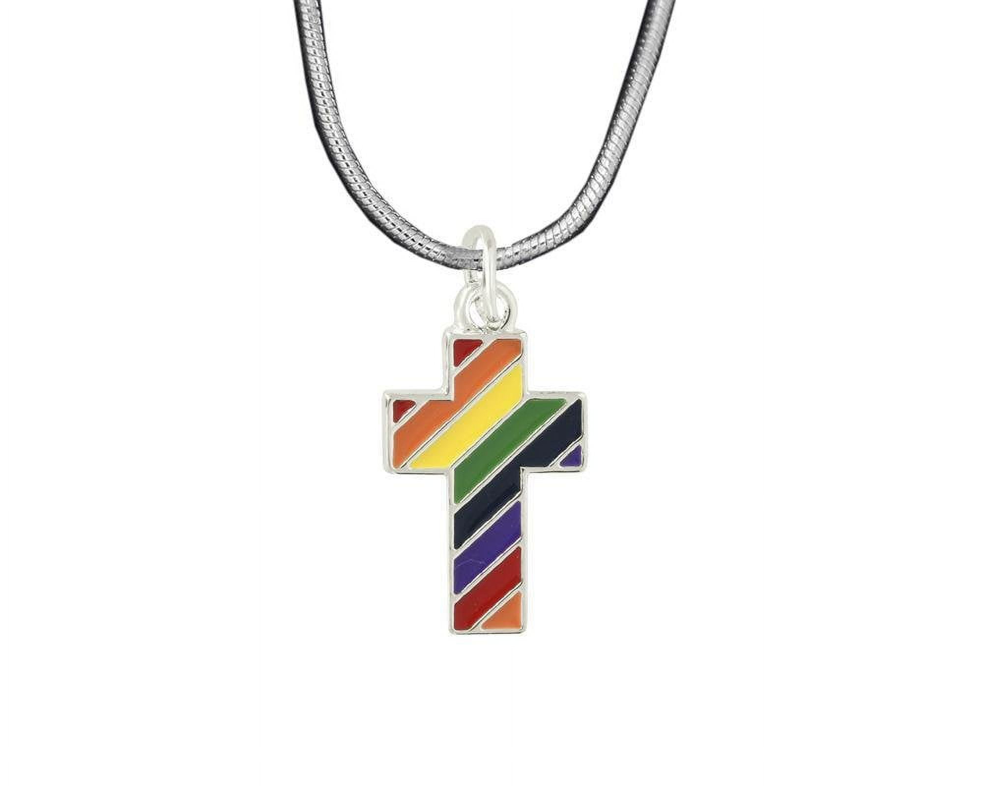 THE AWARENESS COMPANY Rainbow Flag Cross Necklace