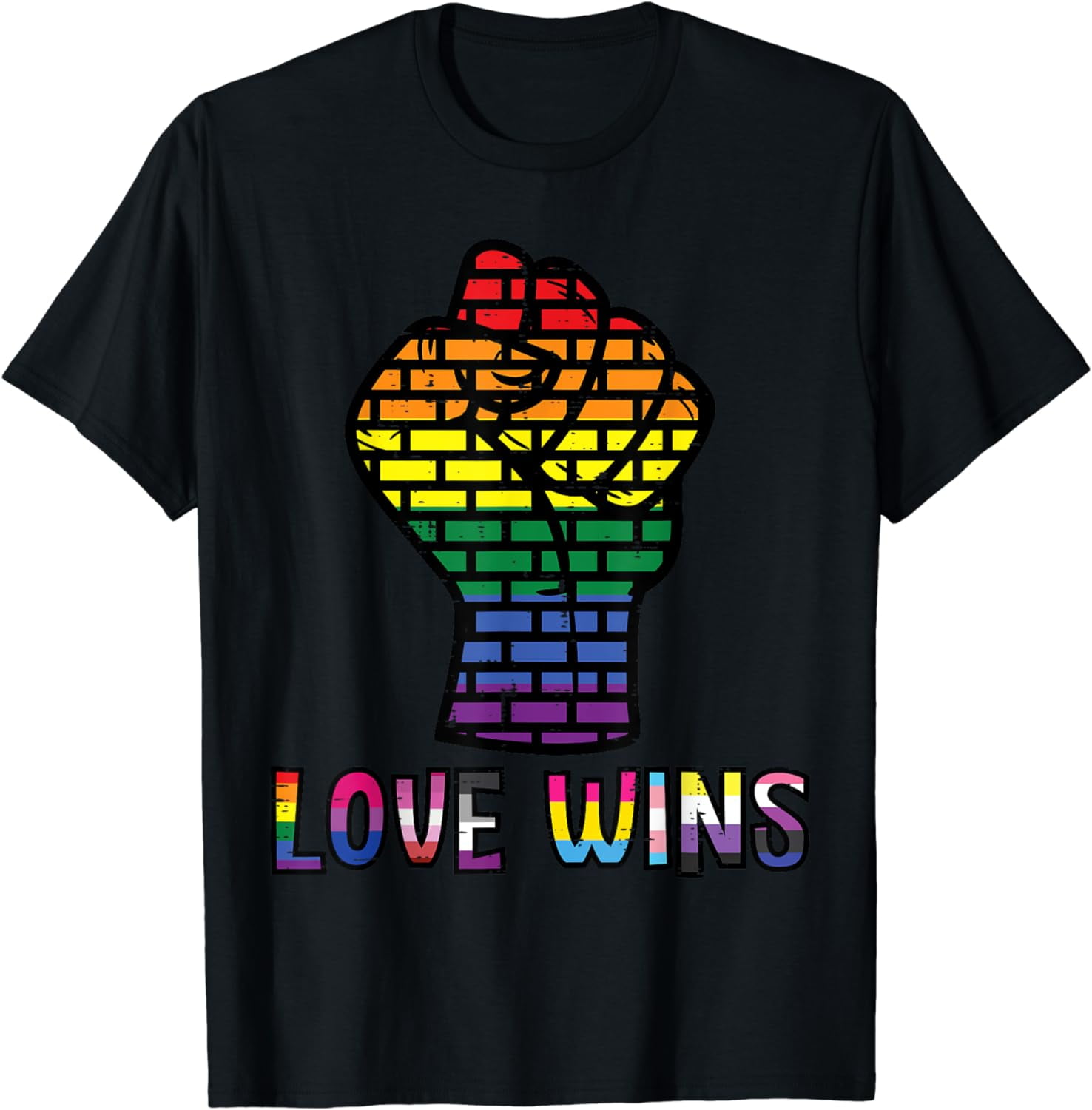 Rainbow Flag Fist Love Wins Protest Gay Pride Ally LGBTQ T-Shirt ...