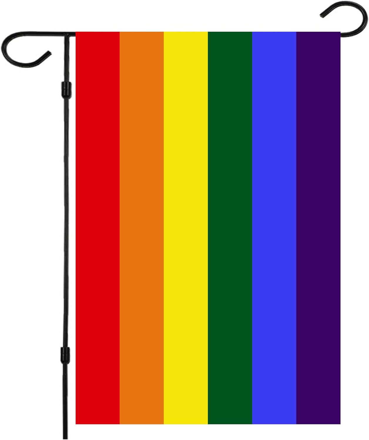 Bandiera Arcobaleno Gay Pride 12x18 Pollici Con Asta Di Legno - 100% Poliestere, Colori Vivaci