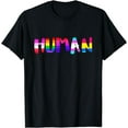 thumbnail image 1 of Rainbow Flag Human Rights Gay Rights LGBTQ+ Pride Month T-Shirt mens t shirt，black，women，funny，misfits，men，journey, 1 of 4