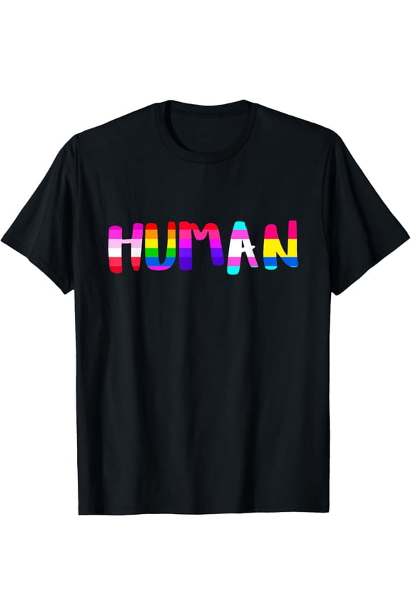 Rainbow Flag Human Rights Gay Rights LGBTQ+ Pride Month T-ShirtMen and women, Black T-shirt, size: Extra large