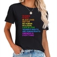thumbnail image 1 of Rainbow Flag Human Rights Womens & Gay Rights Lgbtq+ Pride T-Shirt Black, 1 of 5