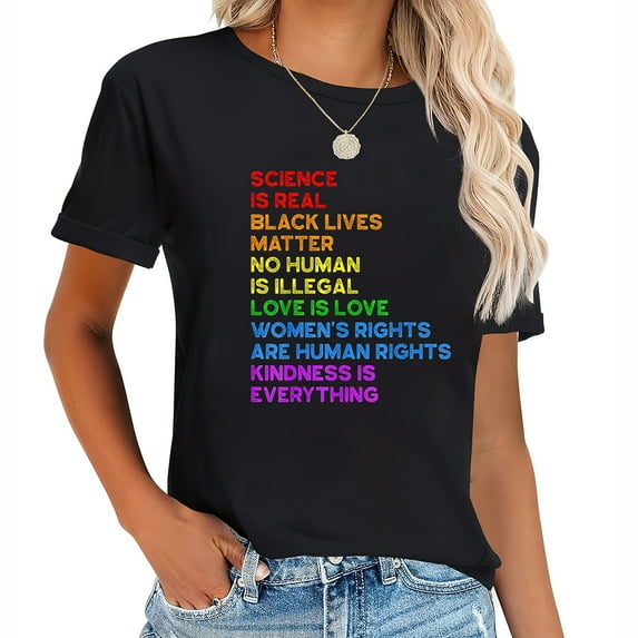 Rainbow Flag Human Rights Womens & Gay Rights Lgbtq+ Pride T-Shirt Black