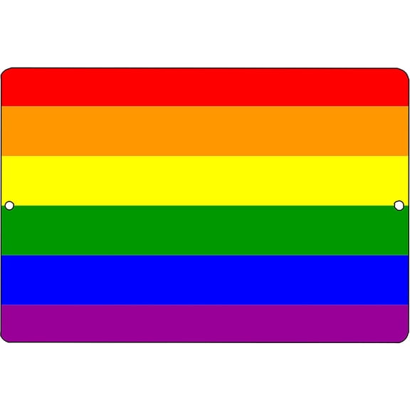 Rainbow Flag Metal Tin Sign Wall Decor Bar Gay Lesbian LGBT Support Band