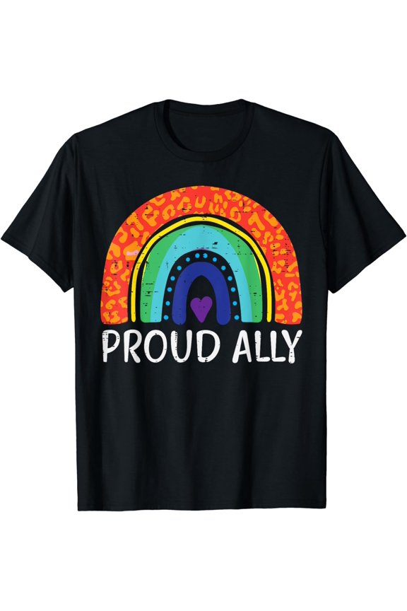 Rainbow Flag Proud Ally Gay Pride Month LGBTQ Ally LGBT T-Shirt