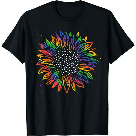 Rainbow Flag Sunflower Flower Queer Equality Sunshine LGBT T-Shirt