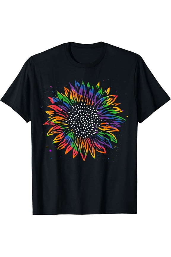 Rainbow Flag Sunflower Flower Queer Equality Sunshine LGBT T-Shirt