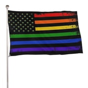Rainbow Flag USA Stars Pride LGBTQ Flag 2x3 Ft Single Sided American Gay Pride Flag with Brass Grommets for Indoor Outdoor Decoration