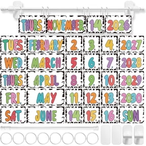 Rainbow Flip Calendar Bulletin Board Set Colorful Flip Calendar with Adjustable Holder 54 Date Cards for Classroom Decor School Supplies Teacher Haves(Rainbow Colors)
