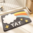 thumbnail image 1 of Rainbow Flocking Bath Mat, Bathroom Rug Water Absorbent Non-Slip Soft Microfiber Carpet Mat for Tub Sink Shower and Bath Room Cute Cartoon Doormat, 32"x 20", 1 of 5