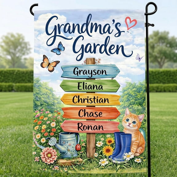 Rainbow Floral Grandma Garden Flag Personalized, Custom Nana Mimi Yard Banner Cute Gift for Mom