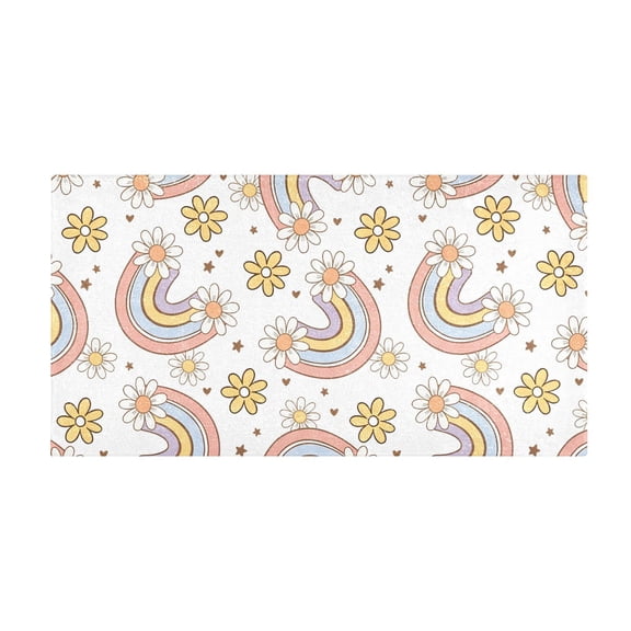 Rainbow Floral Pattern Bath Mat 39x20 Inch Soft Absorbent Non-Slip Plush Bathroom Rug for Floor